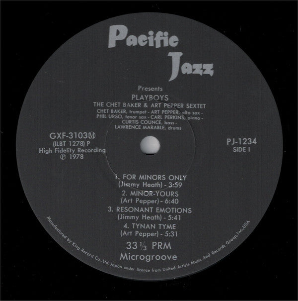 The Chet Baker-Art Pepper Sextet : Playboys (LP, Album, Mono, Ltd, RE)