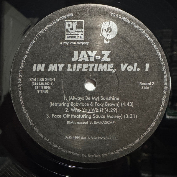 Jay-Z : In My Lifetime, Vol. 1 (2xLP, Album)
