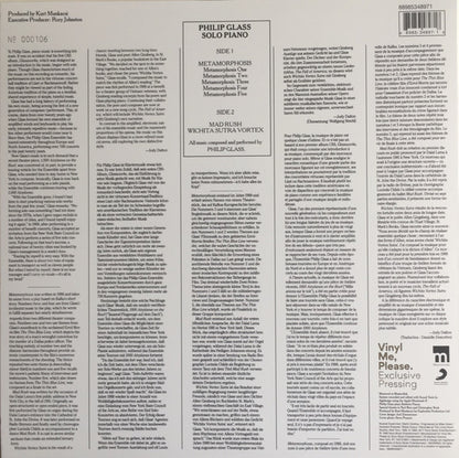 Philip Glass : Solo Piano (LP, Album, Club, Ltd, Num, RE, RP, Cle)
