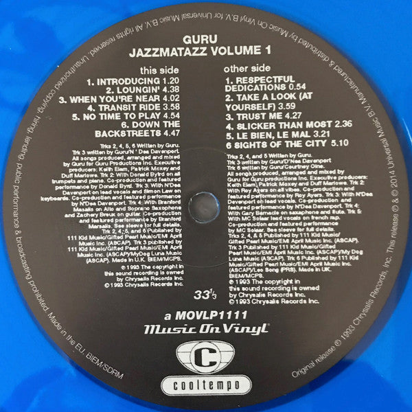 Guru : Jazzmatazz (Volume 1) (LP, Album, Ltd, Num, RE, Blu)