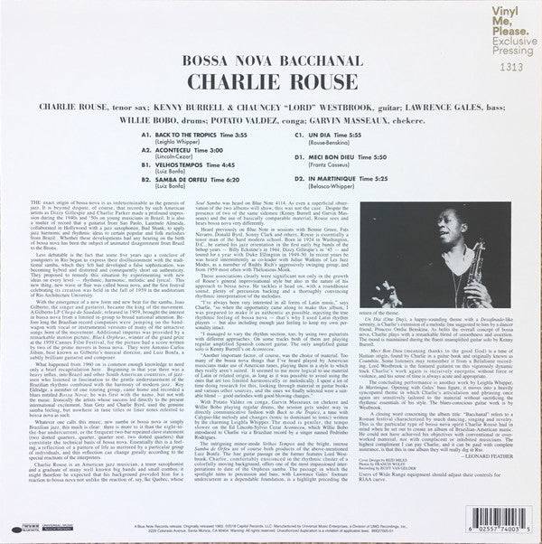 Charlie Rouse : Bossa Nova Bacchanal (12", Ora + 12", Cle + Album, Club, Ltd, Num, RE)