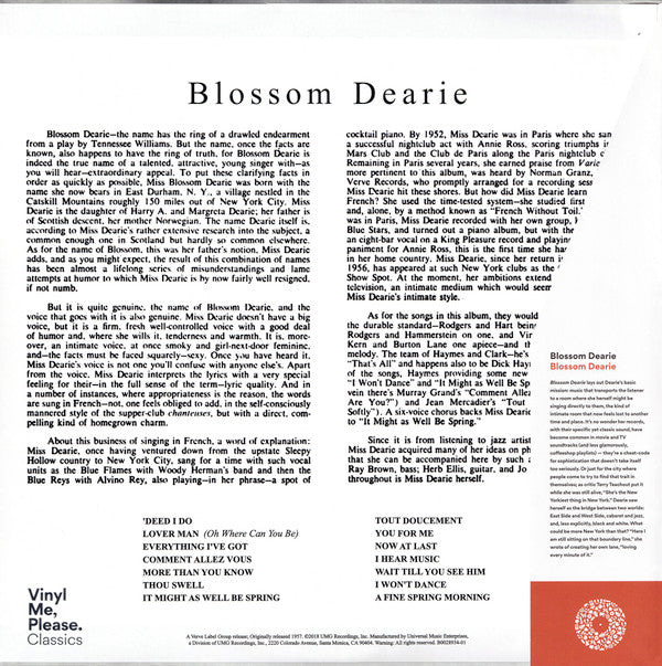 Blossom Dearie : Blossom Dearie (LP, Album, Mono, Club, RE, 180)