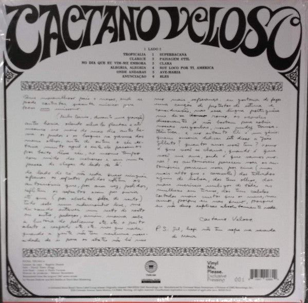 Caetano Veloso : Caetano Veloso (LP, Album, Mono, Club, Ltd, Num, RE, RM, Tea)