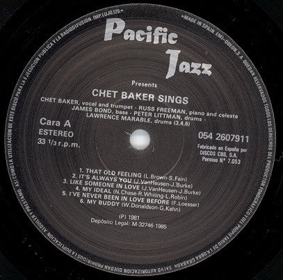 Chet Baker : Chet Baker Sings (LP, Album, RE)
