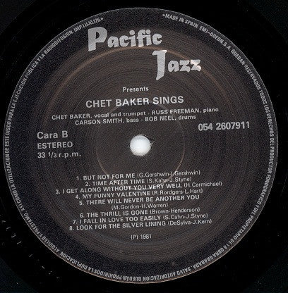 Chet Baker : Chet Baker Sings (LP, Album, RE)