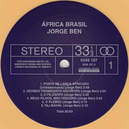 Jorge Ben : África Brasil (LP, Album, Club, RE, Yel)