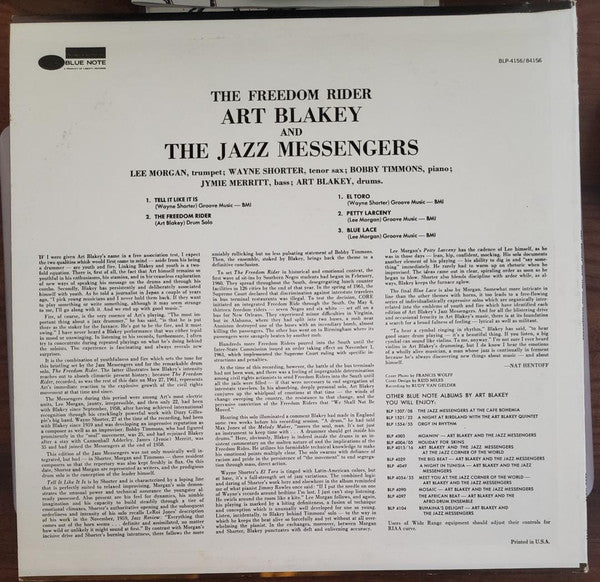 Art Blakey & The Jazz Messengers : The Freedom Rider (LP, Album, RE)