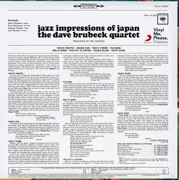 The Dave Brubeck Quartet : Jazz Impressions Of Japan (LP, Album, Club, RE, 180)