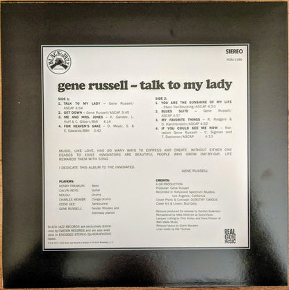 Gene Russell : Talk To My Lady (LP, Album, Ltd, RE, Cle)