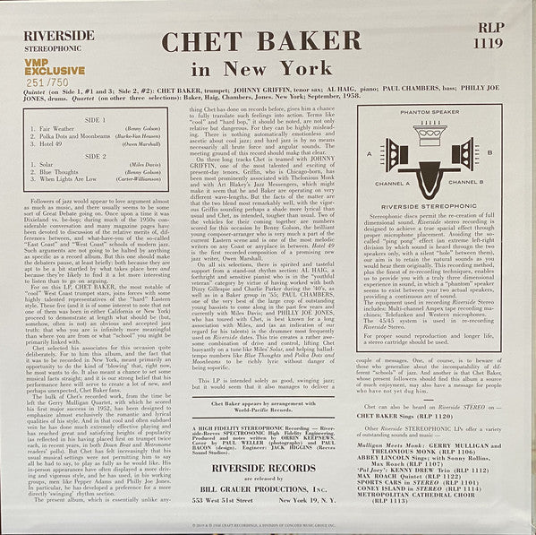 Chet Baker : In New York (LP, Album, Club, Ltd, Num, Sol)