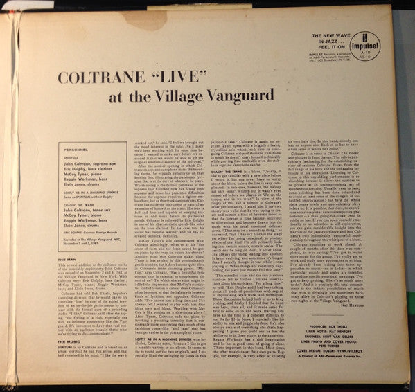 John Coltrane : "Live" At The Village Vanguard (LP, Album, RP, Gat)