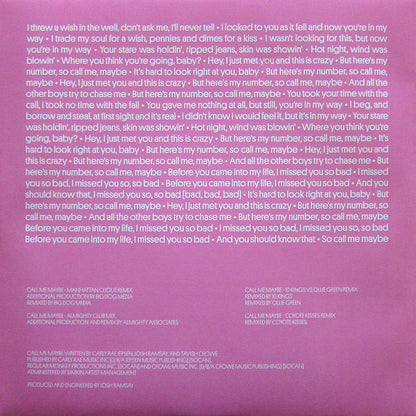 Carly Rae Jepsen : Call Me Maybe (Remixes) (12", Single, Pin)