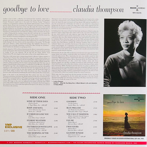 Claudia Thompson (2) : Goodbye To Love (LP, Album, Club, Ltd, Num, RE, RP, Pin)