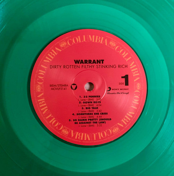 Warrant : Dirty Rotten Filthy Stinking Rich  (LP, Album, Ltd, Num, Gre)