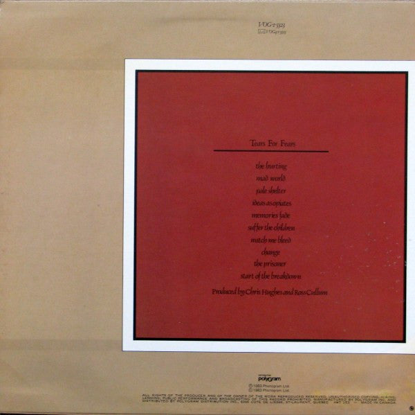 Tears For Fears : The Hurting (LP, Album, Duc)