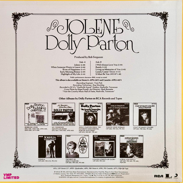 Dolly Parton : Jolene (LP, Album, Club, Ltd, RE, RM, Pur)
