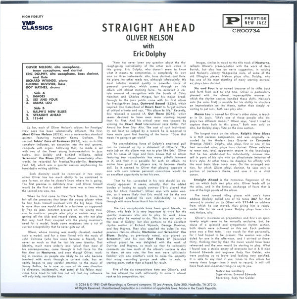 Oliver Nelson With Eric Dolphy : Straight Ahead (LP, Album, Club, RE, RM, 180)