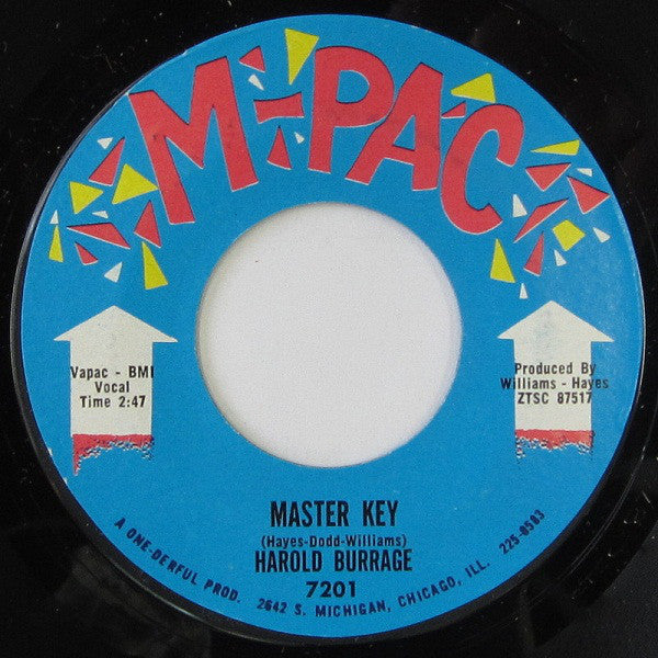 Harold Burrage : Master Key / Faith (And Understanding) (7", Mono, Styrene, Ter)