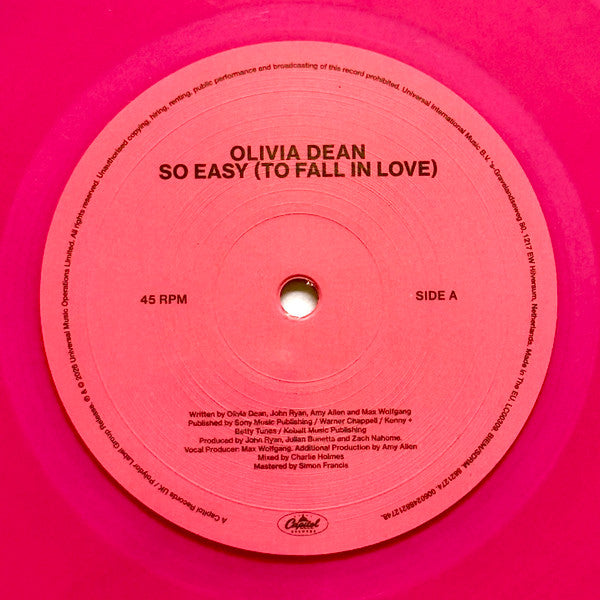 Olivia Dean : So Easy (To Fall In Love) (10", Shape, Single, Ltd, Pin)