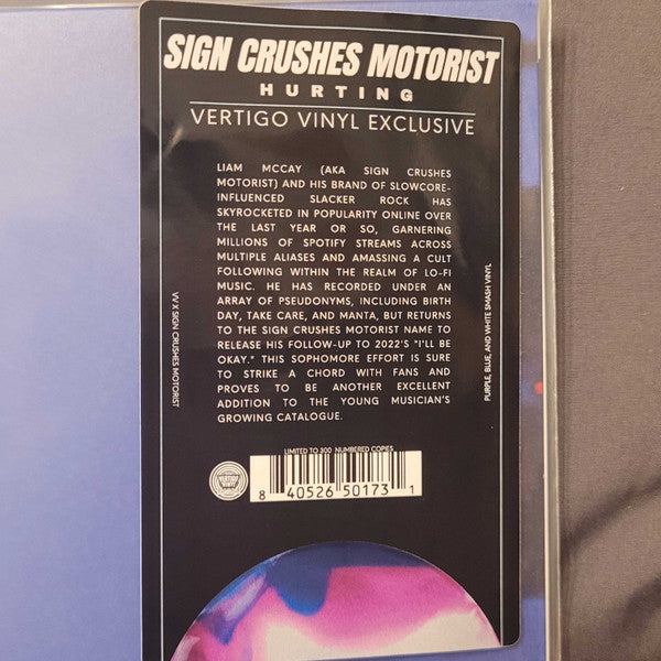 sign crushes motorist : Hurting (LP, Ltd, Num, Pur)