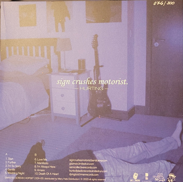 sign crushes motorist : Hurting (LP, Ltd, Num, Pur)