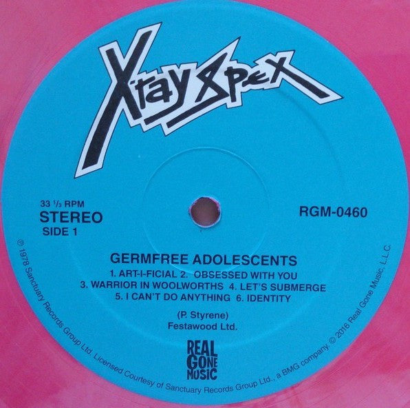 X-Ray Spex : Germfree Adolescents (LP, Album, RE, Pin)