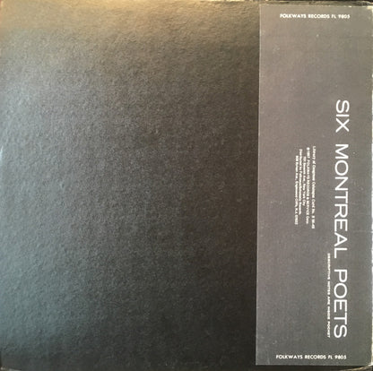 A.J.M. Smith, Leonard Cohen, Irving Layton, F.R. Scott, Louis Dudek, A.M. Klein : Six Montreal Poets (LP, Album, M/Print, RE)